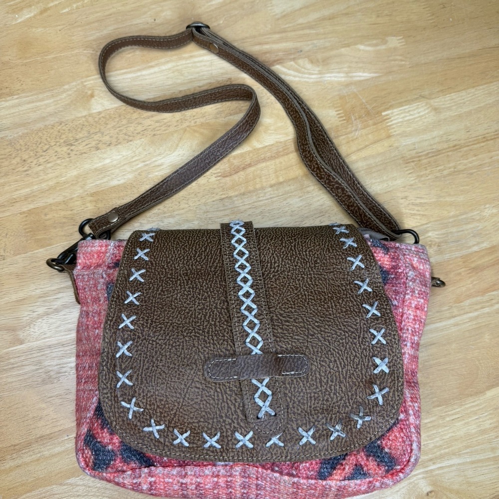 Myra Naive Leather and Canvas‎ shoulder bag purse Western Cowgirl Boho Bohemian